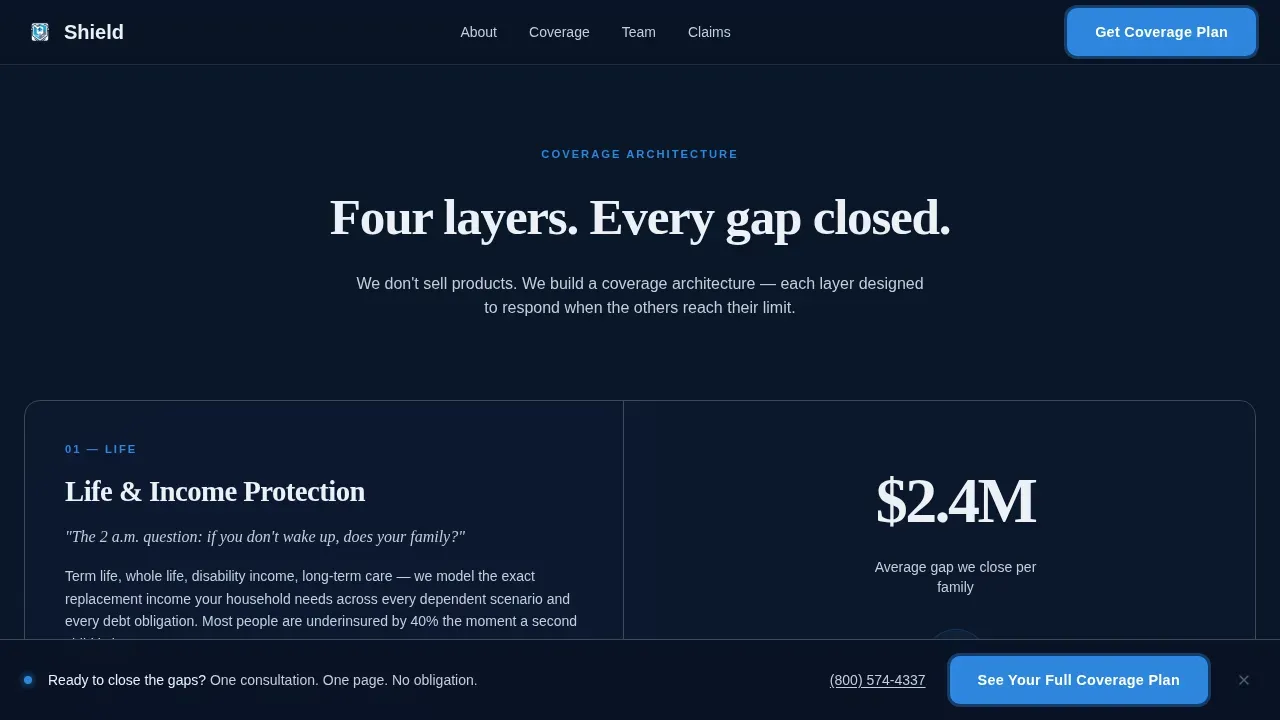 Insurance Coverage Gap Calculator & Assessment Website Template