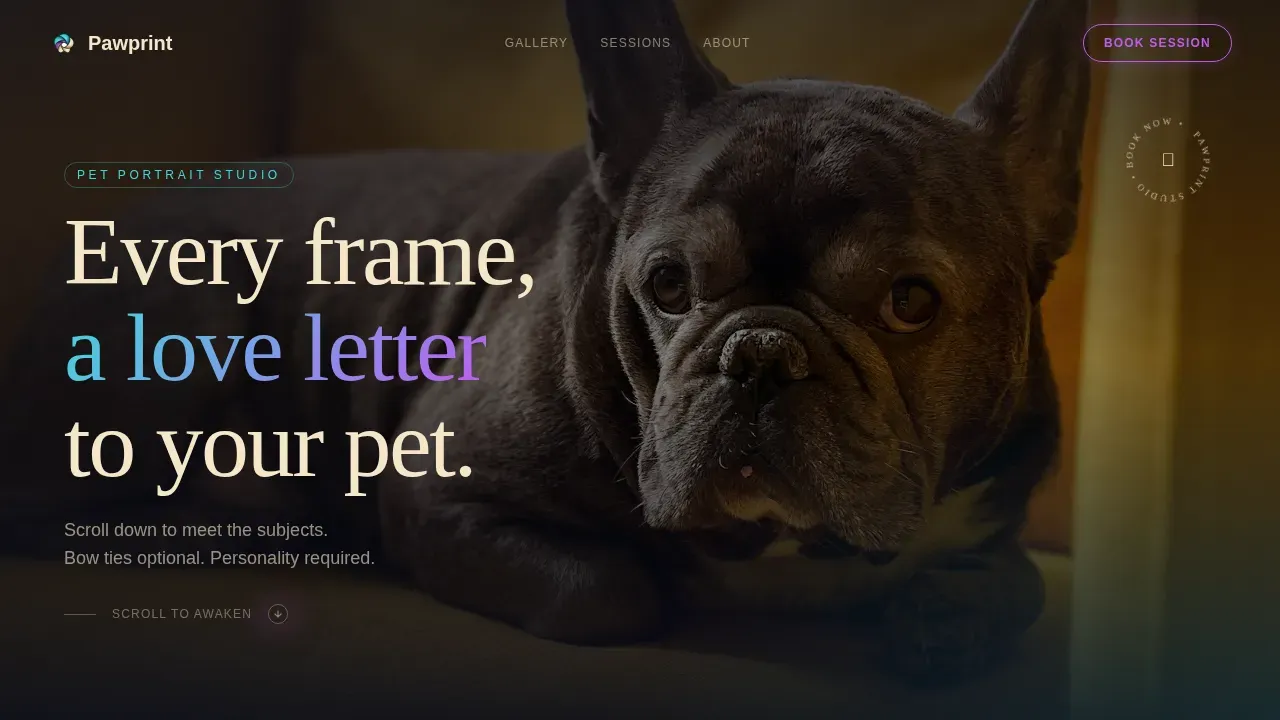 Authentic Pet Photography Landing Page Template