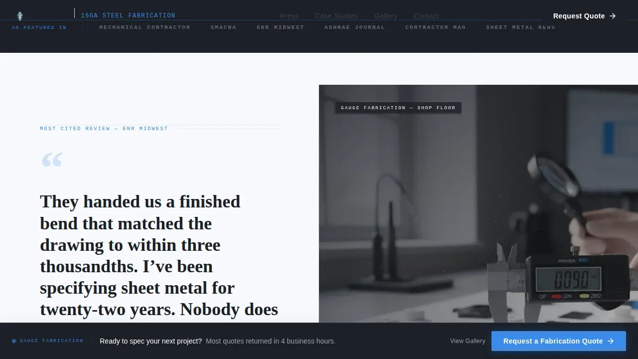 Sheet Metal Worker Business Reviews Website Template