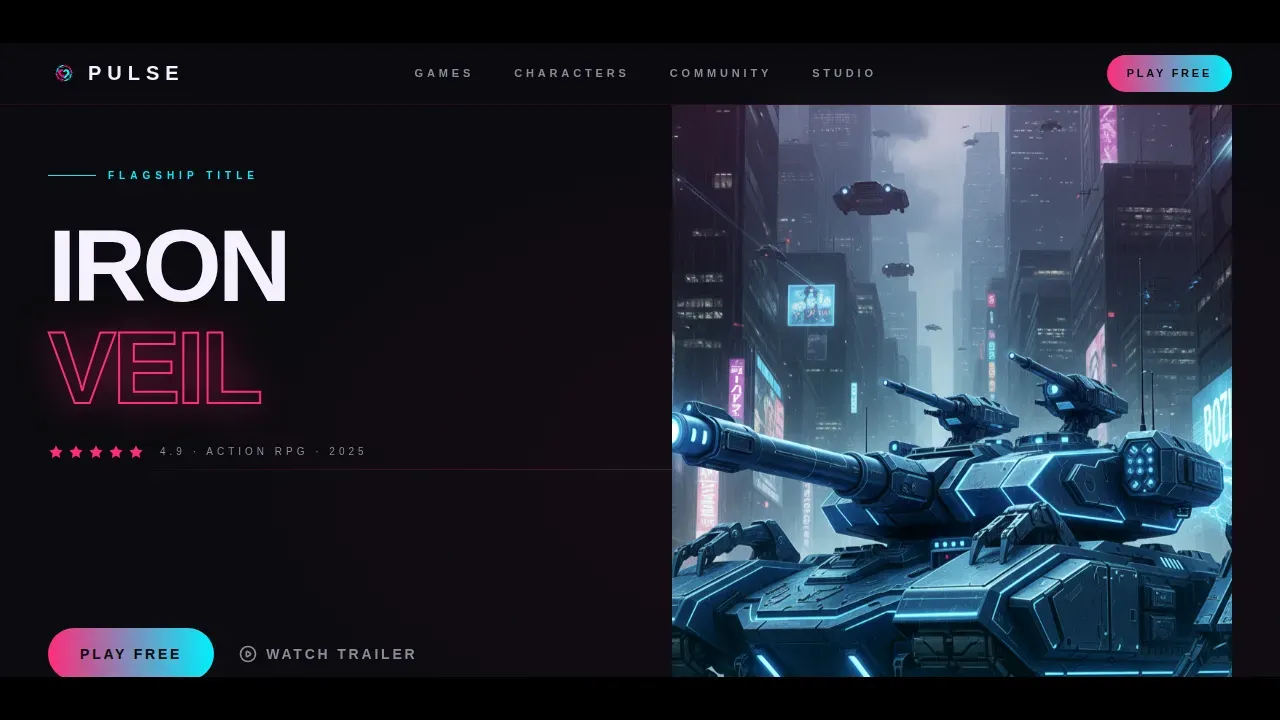 Festival Energy AAA Game Studio Landing Page Template