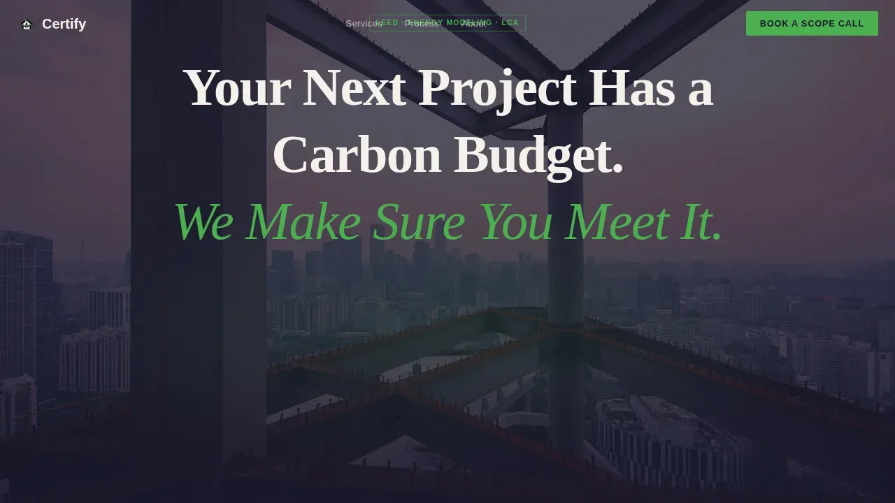 Eco Building Certification Landing Page Template