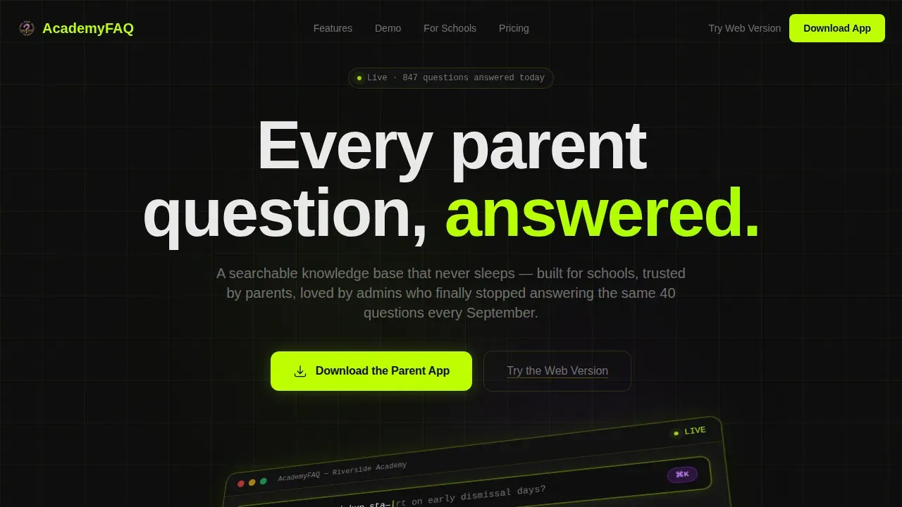 Instant Parent FAQ Resource Landing Page Template