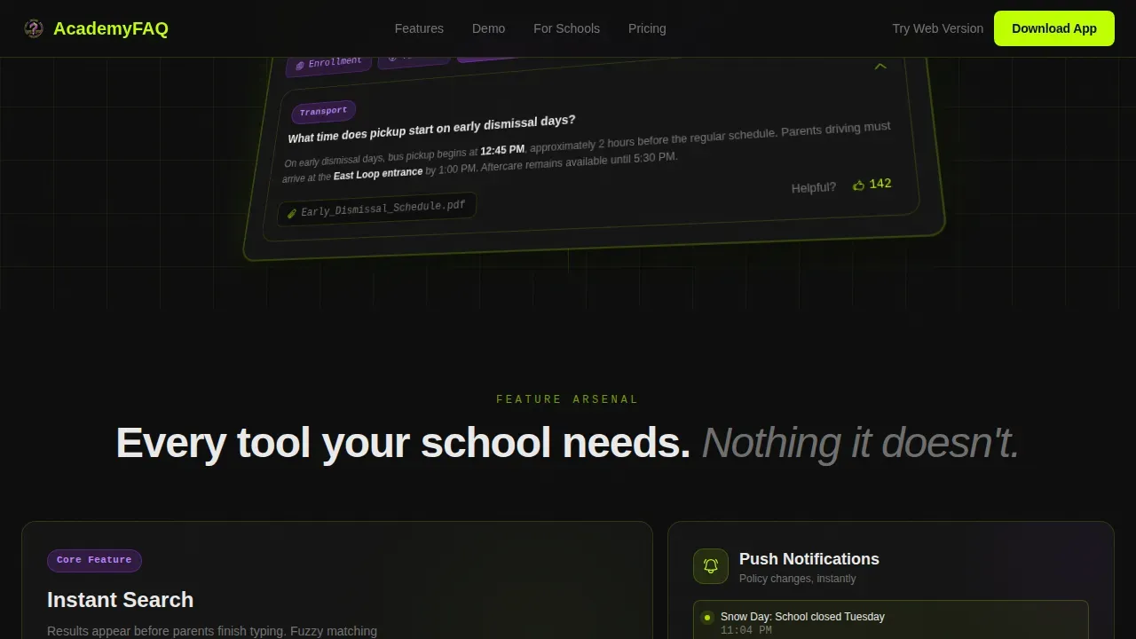 Instant Parent FAQ Resource Landing Page Template