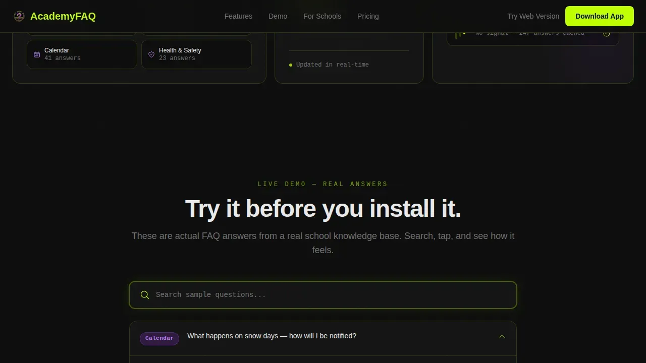 Instant Parent FAQ Resource Landing Page Template