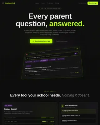 Instant Parent FAQ Resource Landing Page Template