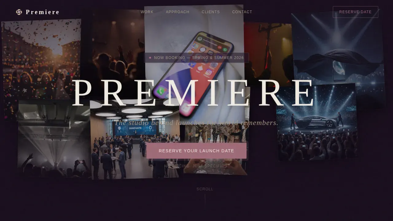 Cinematic Product Launch Videography Landing Page Template