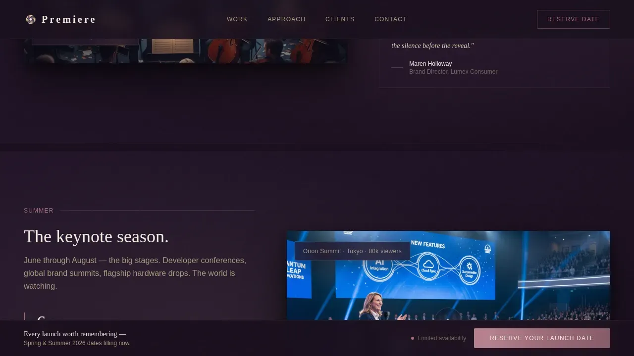 Cinematic Product Launch Videography Landing Page Template