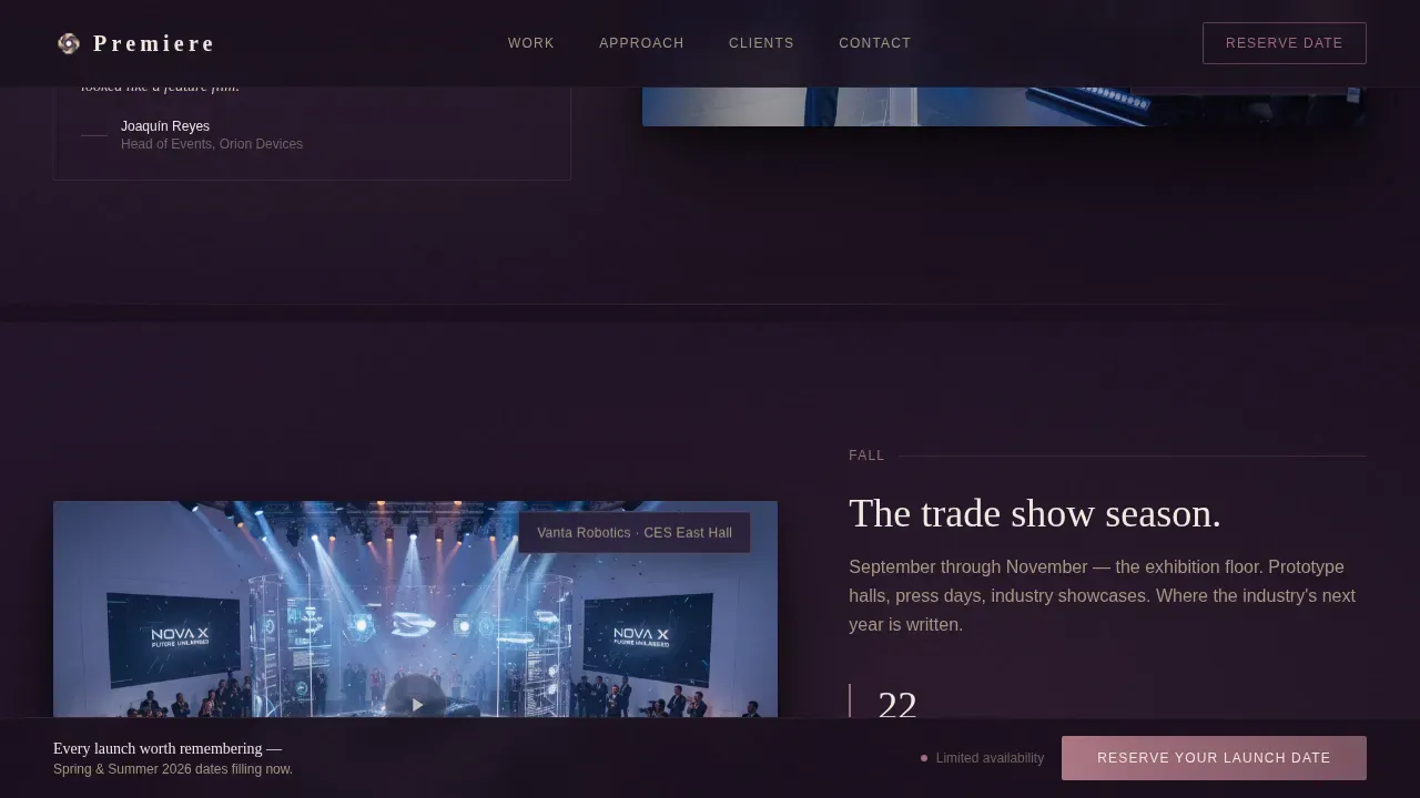 Cinematic Product Launch Videography Landing Page Template