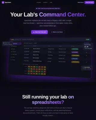 Advanced Veterinary Lab CRM Landing Page Template