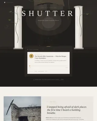 Immersive Abandoned Places Podcast | Free Website Template | Rocket