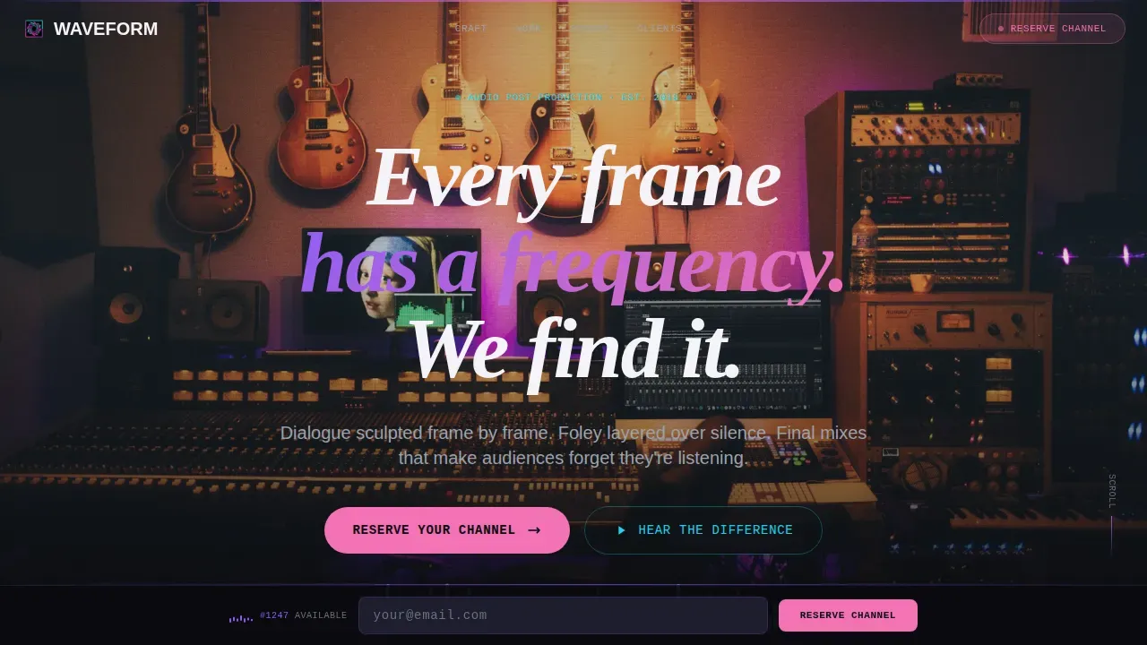 Premium Audio Production Landing Page Template