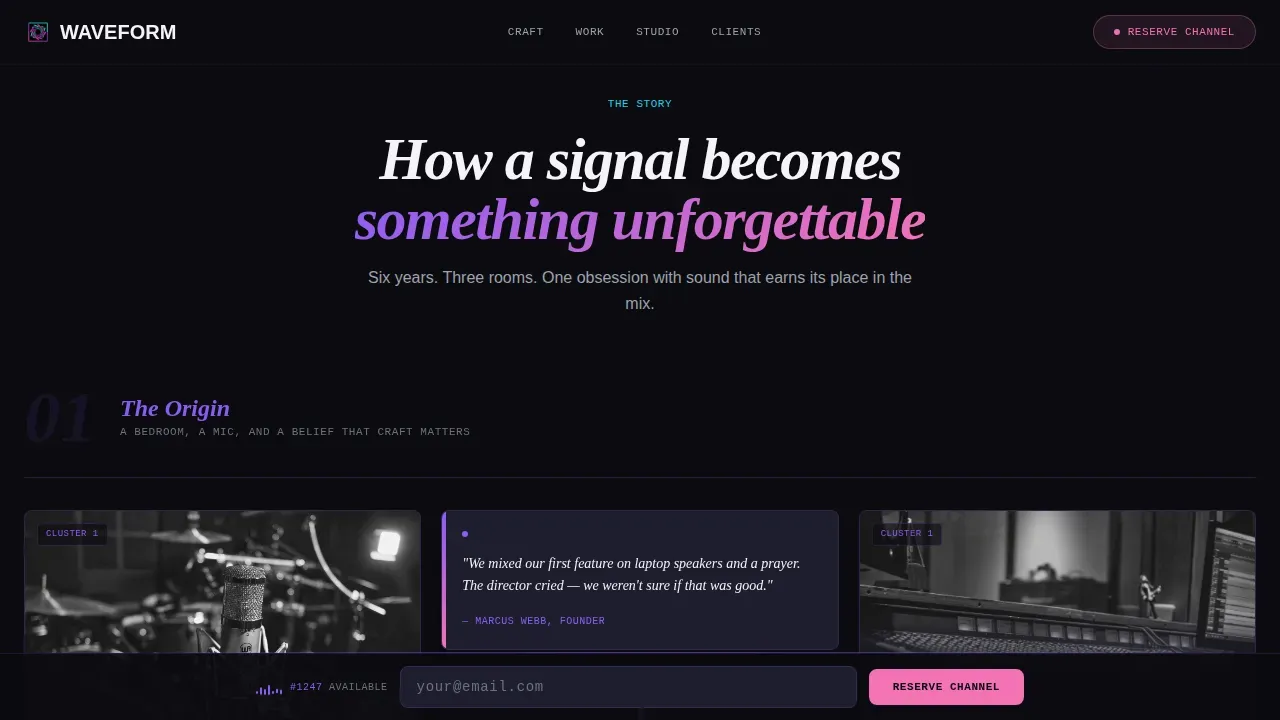 Premium Audio Production Landing Page Template