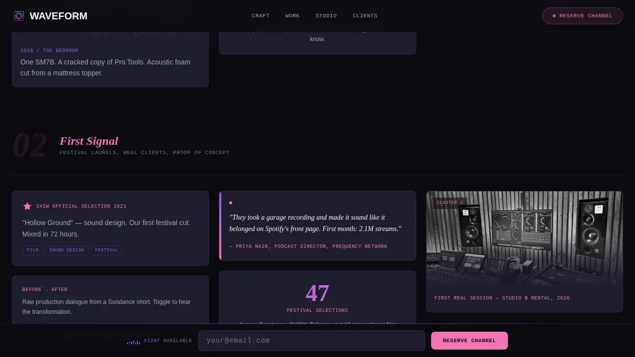 Premium Audio Production Landing Page Template