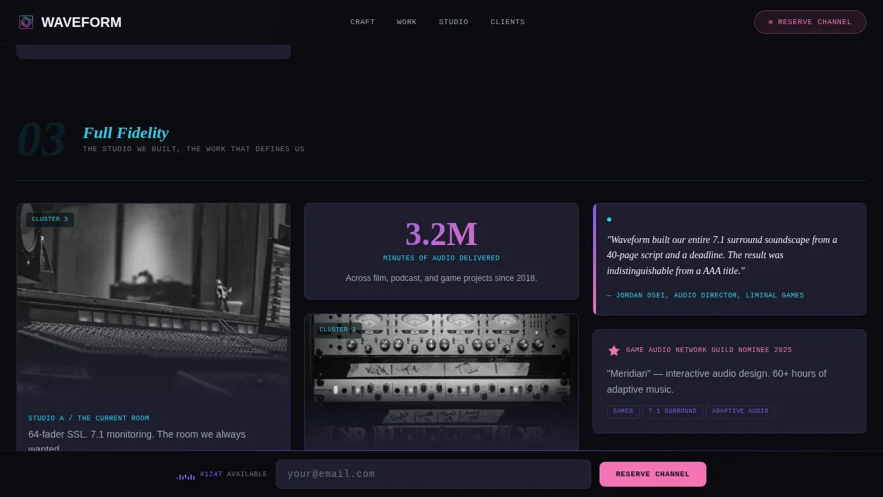 Premium Audio Production Landing Page Template