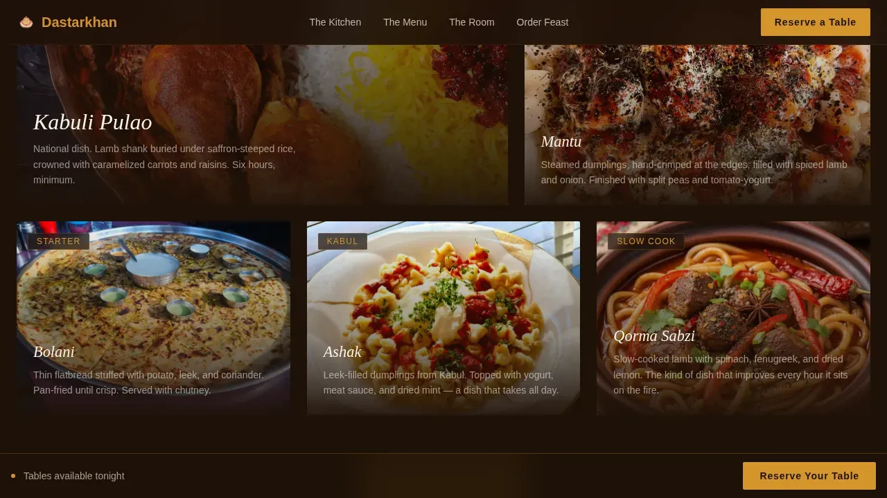 Regional & Ethnic Restaurant Professional Website Template