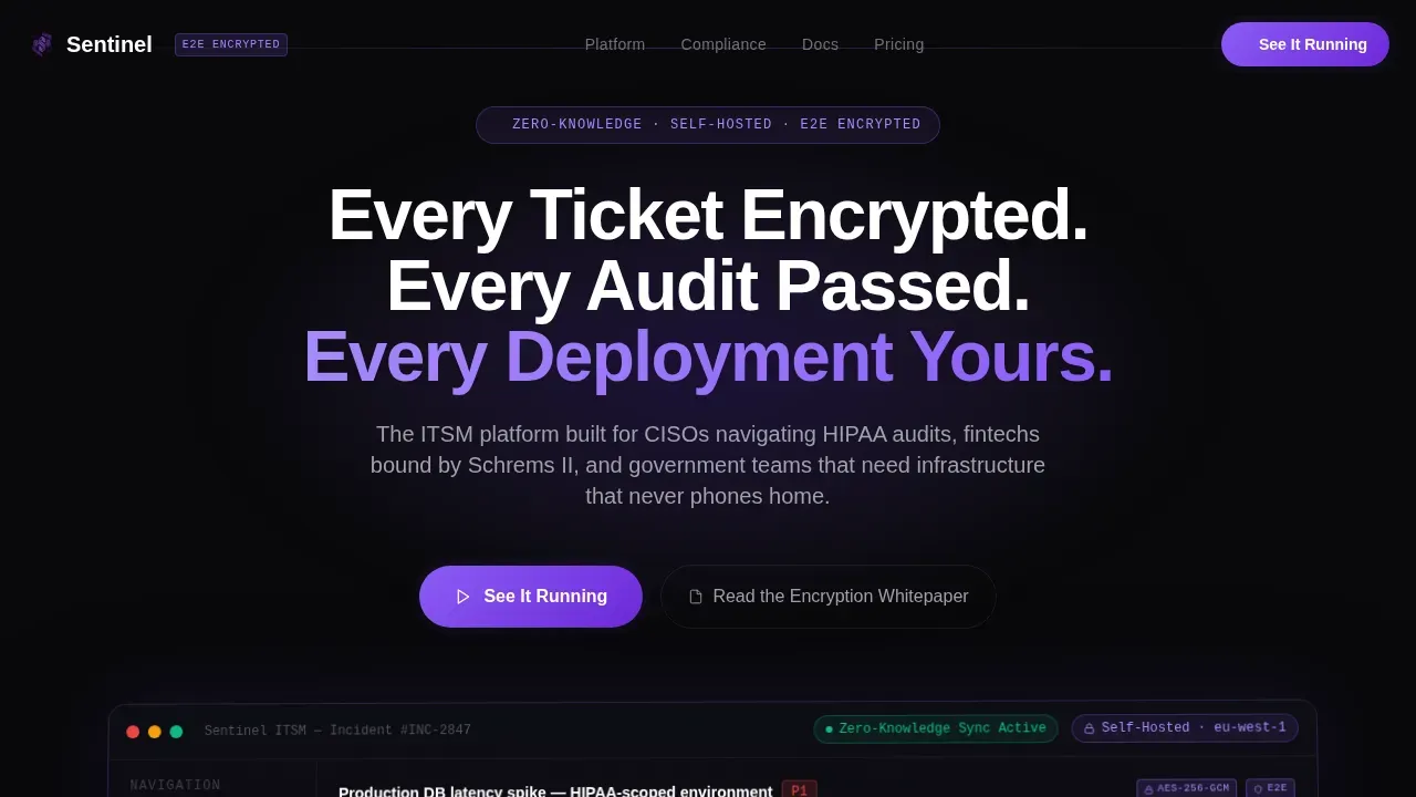Privacy-First ITSM Comparison Landing Page Template