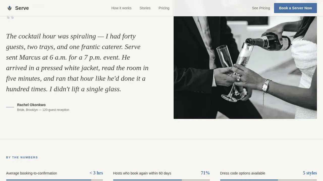 Waiter & Server Booking Website Template