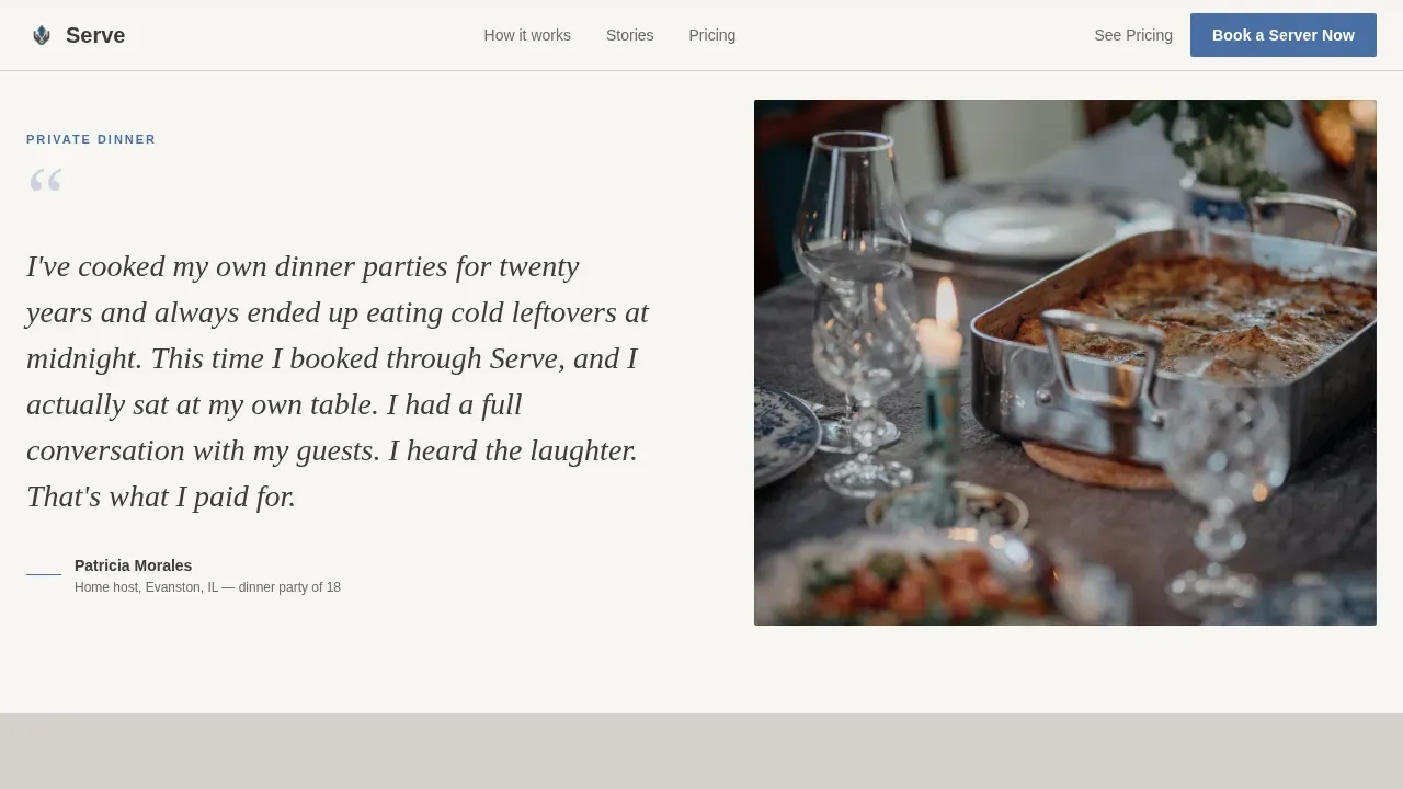 Waiter & Server Booking Website Template