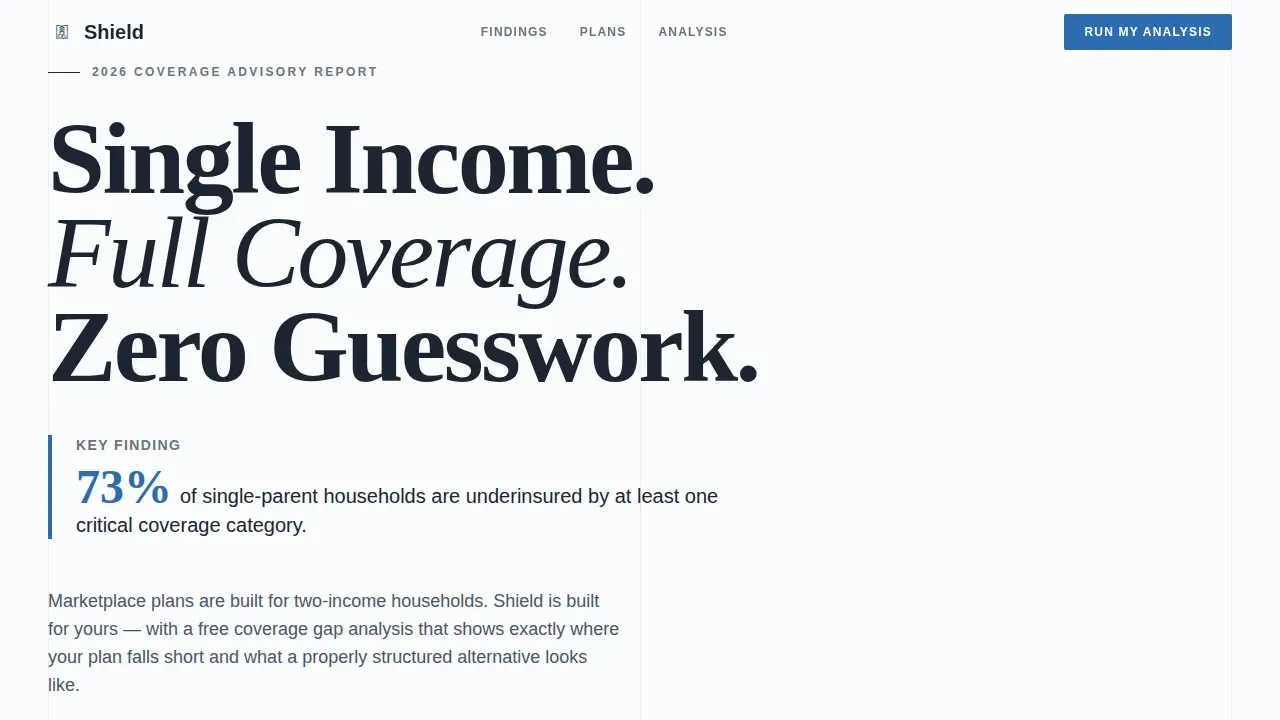 Holistic Single-Parent Coverage Landing Page Template