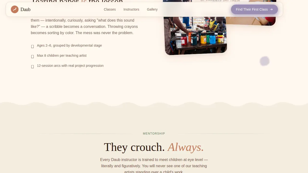 Preschool Art Class Landing Page Template