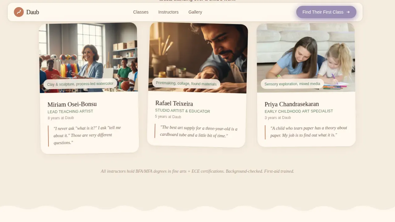 Preschool Art Class Landing Page Template