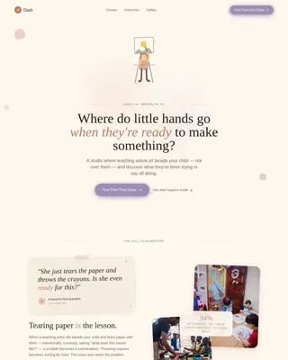 Preschool Art Class Landing Page Template