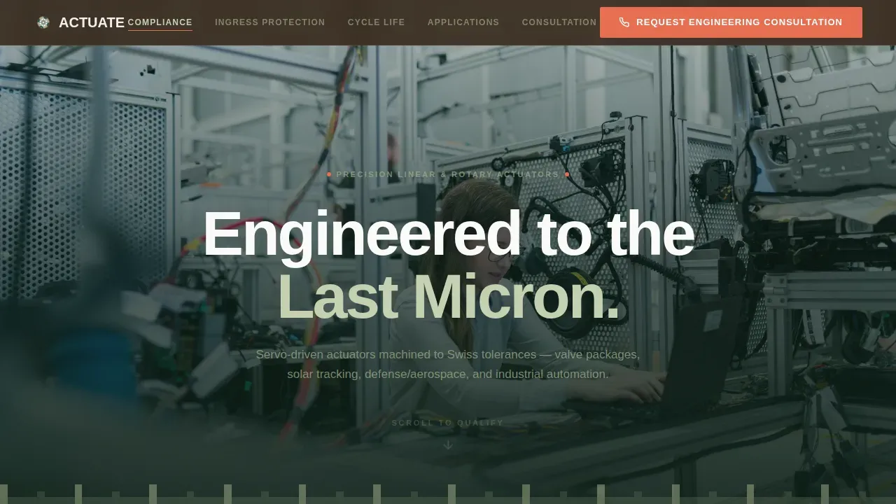 Precision Industrial Actuator Landing Page Template