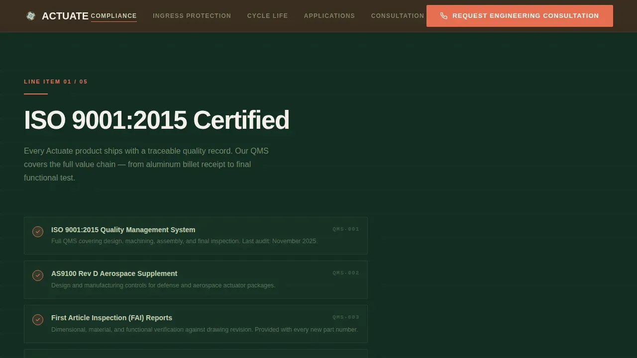 Precision Industrial Actuator Landing Page Template