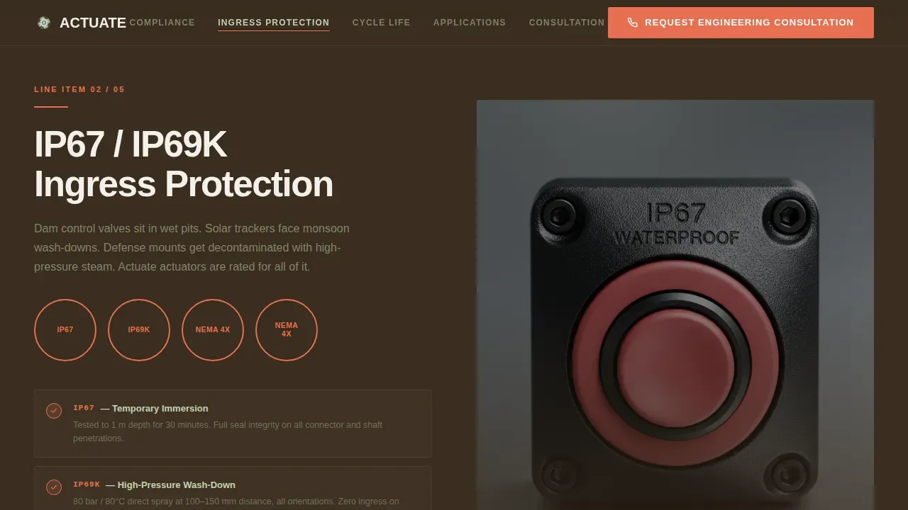 Precision Industrial Actuator Landing Page Template