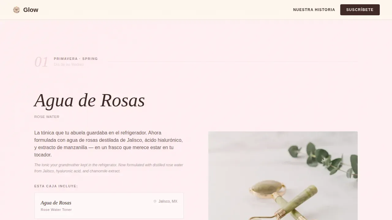 Curated Latin Skincare Box | Free Website Template | Rocket