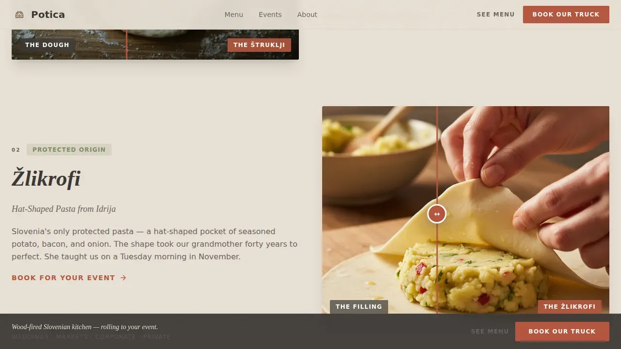 Handcrafted Slovenian Street Food Landing Page Template