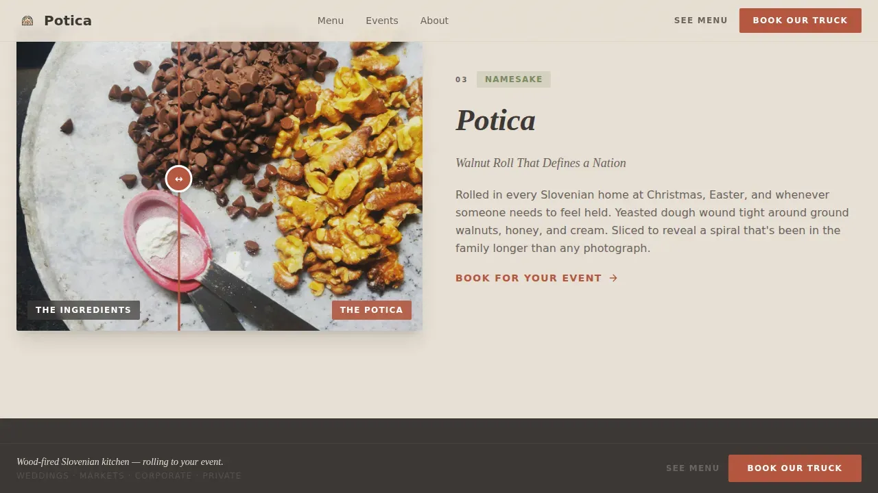 Handcrafted Slovenian Street Food Landing Page Template