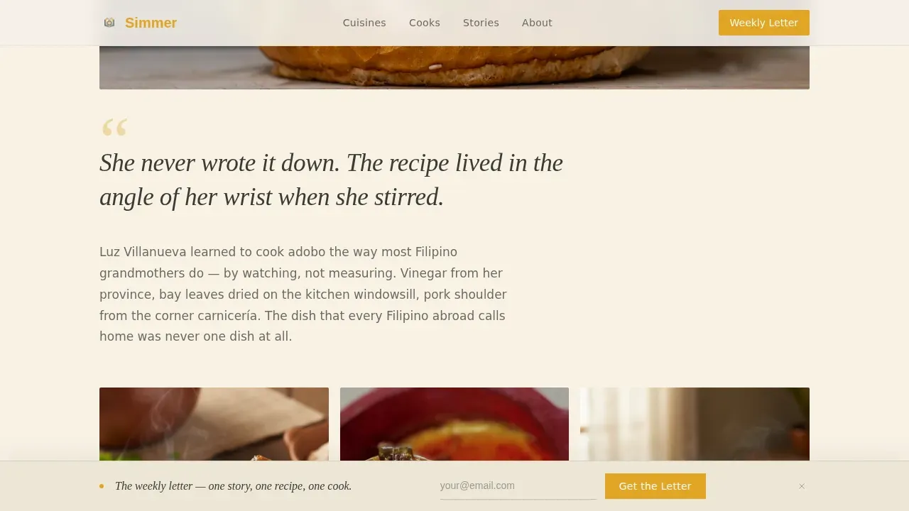 Authentic Ethnic Cuisine Blog Landing Page Template