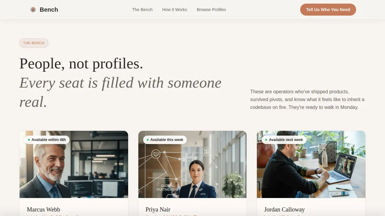 Curated Operator Staffing | Free Website Template | Rocket