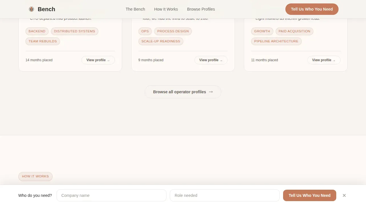 Curated Operator Staffing | Free Website Template | Rocket