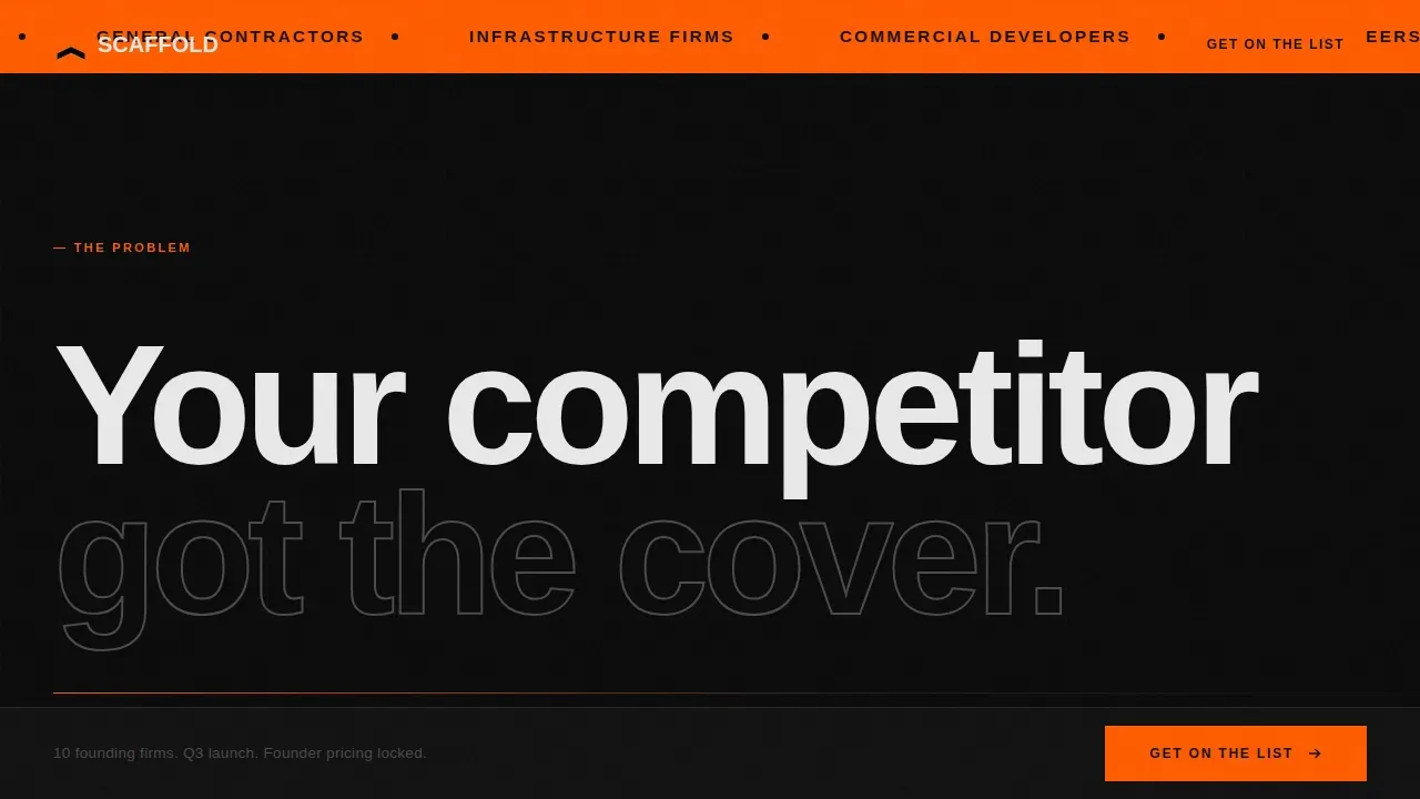 Bold Brutalist Construction PR Agency Landing Page