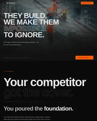 Bold Brutalist Construction PR Agency Landing Page