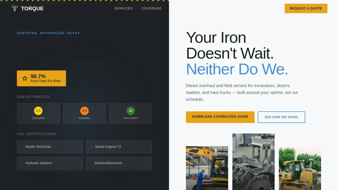 Expert Equipment Mechanics Landing Page Template