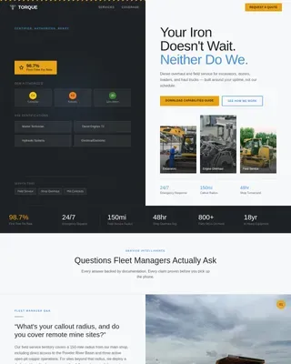 Expert Equipment Mechanics Landing Page Template