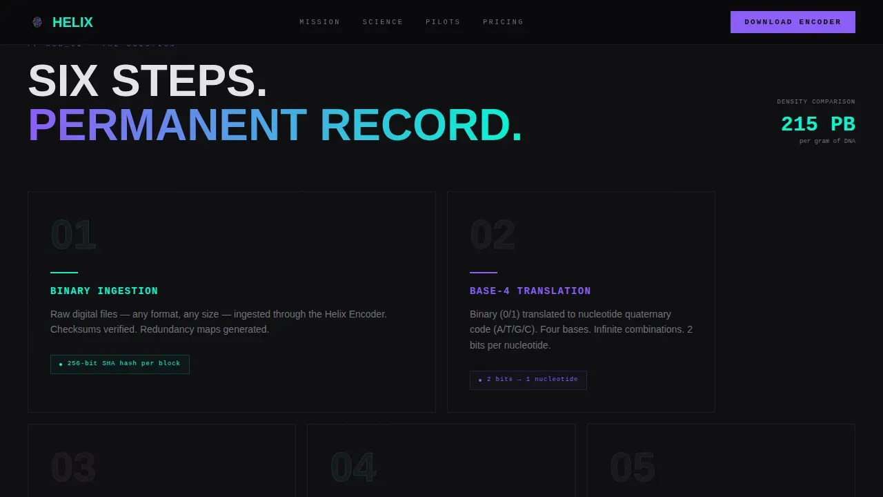 Bold Brutalist DNA Storage Consulting Landing Page Template
