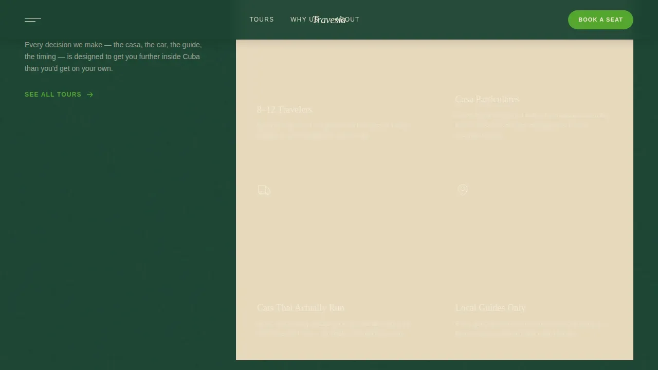 Small-Batch Cuba Tour Landing Page Template