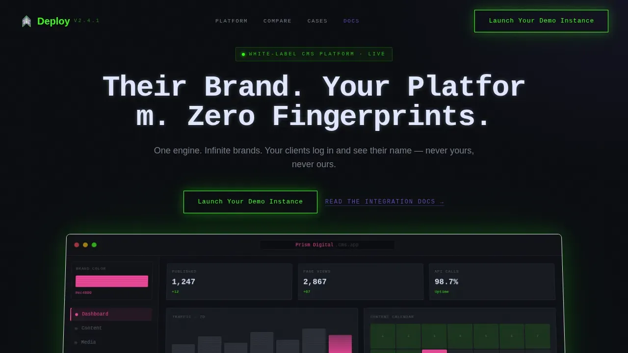 White Label CMS Platform Landing Page Template