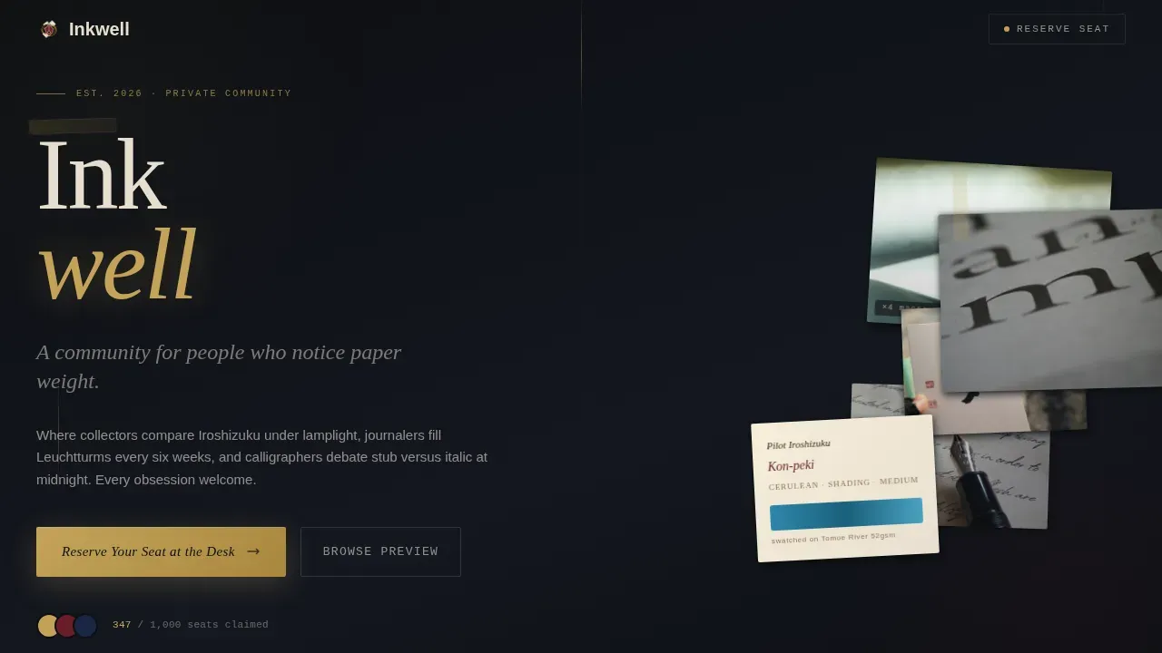 Editorial Writing Community Landing Page Template