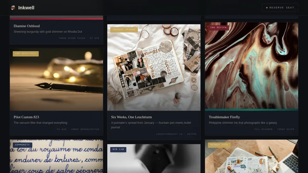 Editorial Writing Community Landing Page Template