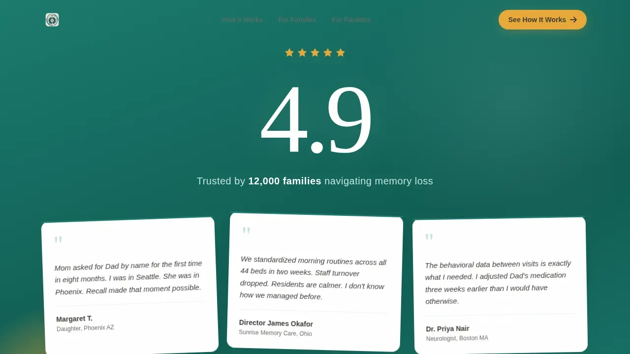 Memory Care Technology Landing Page Template