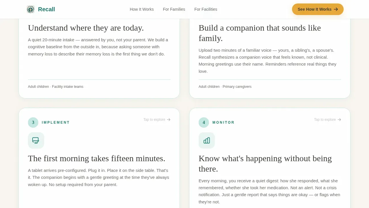 Memory Care Technology Landing Page Template