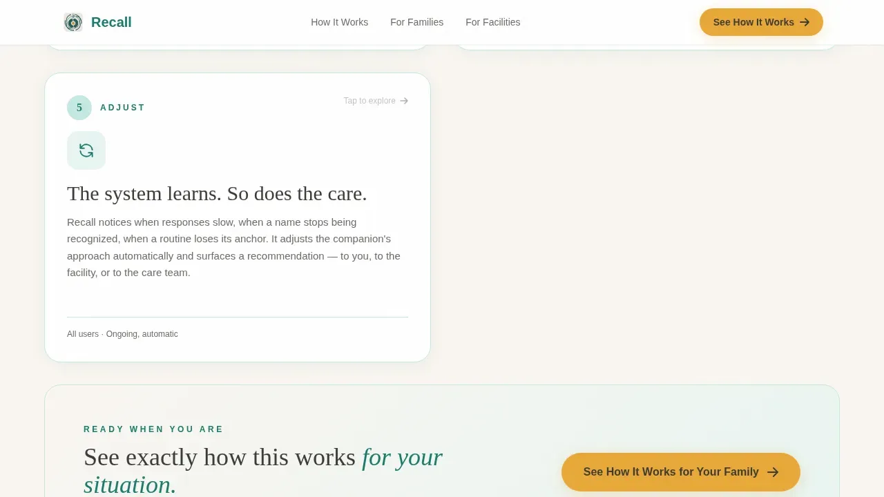 Memory Care Technology Landing Page Template