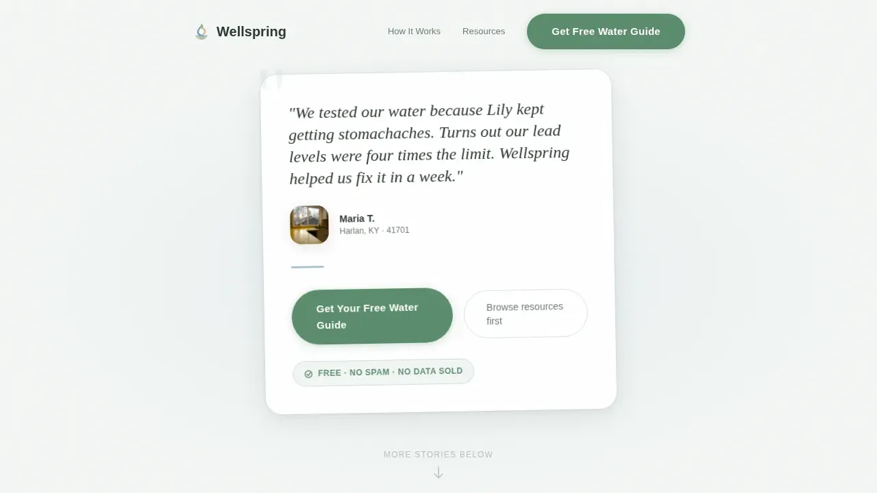 Clean Water Nonprofit Reviews & Social Proof Website Template