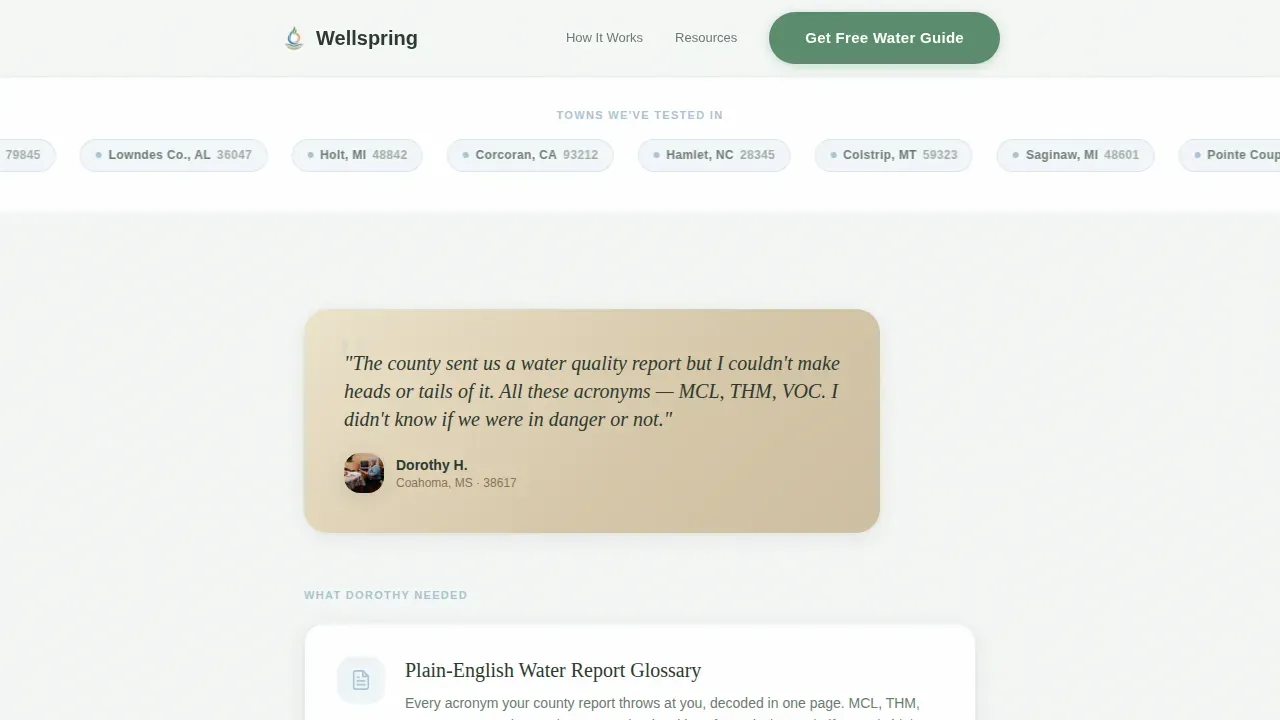 Clean Water Nonprofit Reviews & Social Proof Website Template
