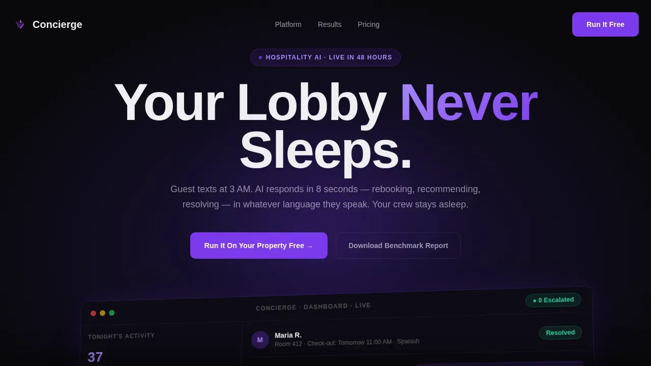 AI Guest Service Landing Page Template